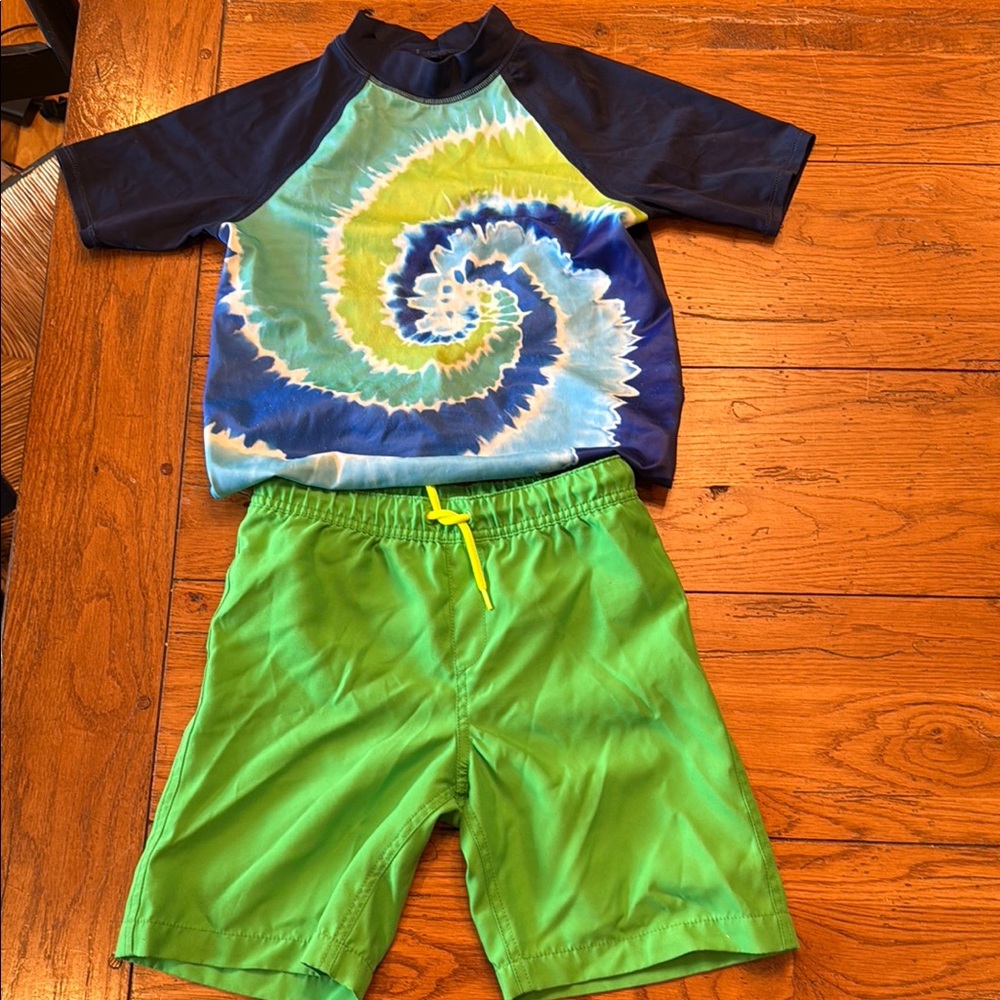 Lands' End Kids Tie-Dye Swim Set - Blue and Green